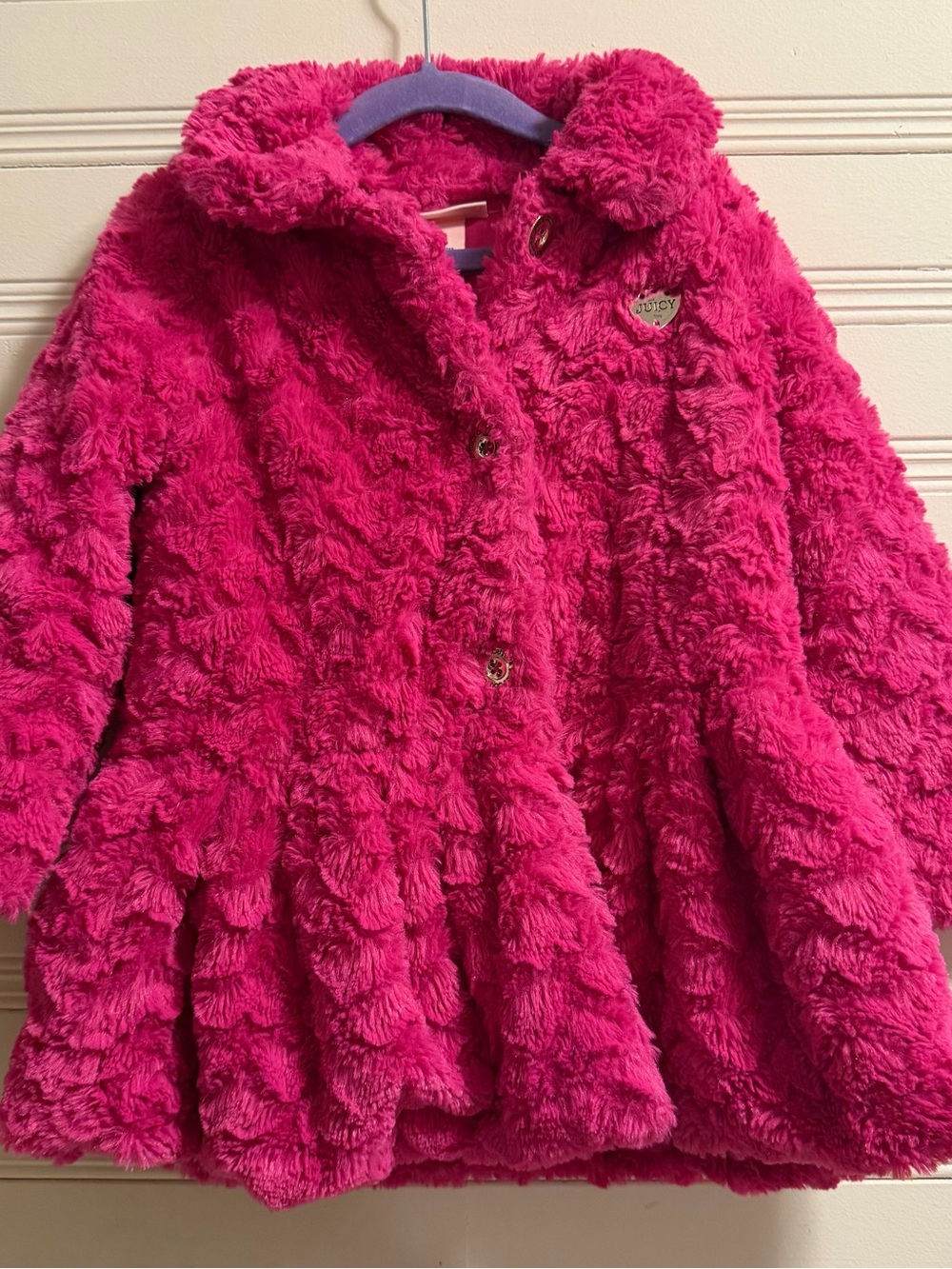 Juicy Couture Pink Faux Fur Coat 4T Plush Princess Jacket Y2K
